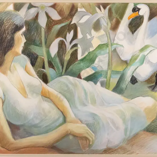 H Lomas '86 - framed pastel - reclining woman H-570 W-810