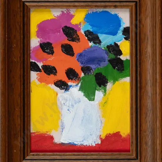 John Z Robinson - framed oil - flowers H-170 W-120