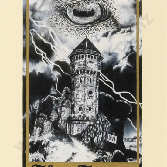 illegible signature - framed print "The Tower" H-160 W-90