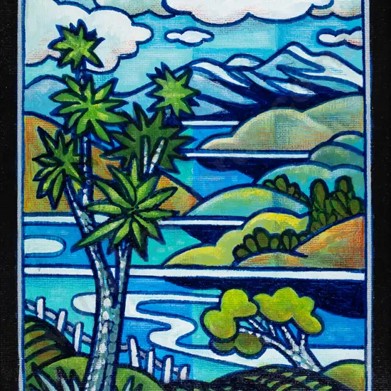 Jenny Longstaff - framed acrylic "Sentinel" H-220 W-165