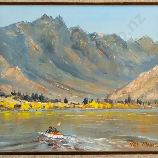 Ray Melhop - framed oil "Remarkables from Frankton arm H-240 W-290