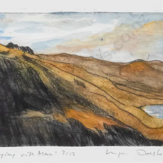 Inge Doesburg '13- framed mixed media 3/12 "from flying with Alan" H-95 W-170