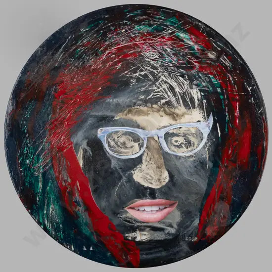 Edge - mixed media on placemat - portrait Diam-240