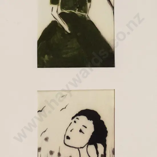 2 x unsigned, unframed linocut prints - "How sweet you are little bird" "Long & the impending storm"