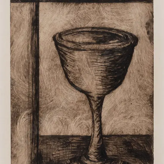 Nicola Gibbons 02, framed etching 5/8 - goblet H-145 W-105