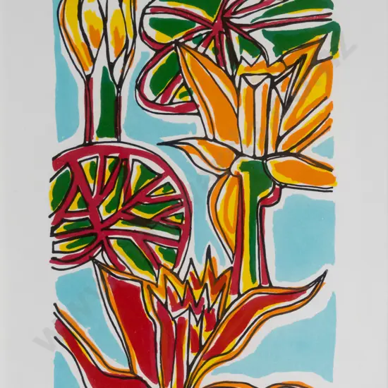 Claudia Pond Eyley - framed ltd edition screen print 18/155 "Flower study" H-200 W-100