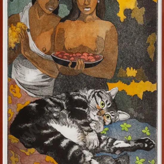 Stapleford 1997 - framed ltd edition print 20/20 "Raphel's Tahitian Holiday with Gauguin" H-230 W-140