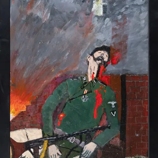 Rhys James Kelly - framed oil "The Explosion" H-350 W-270