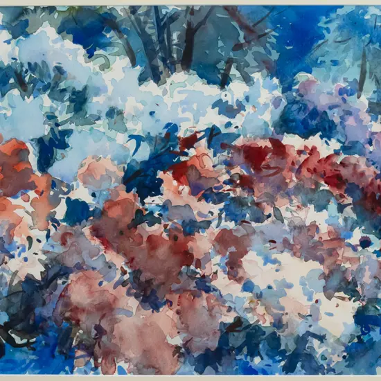 John Badcock 1998 - framed watercolour "Maries garden" H-370 W-540