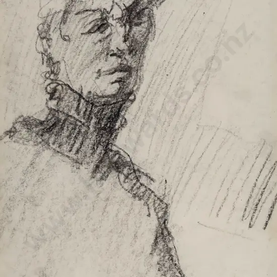 Alan Pearson '86 - framed pencil "Portrait Jeannie" H-290 W-120