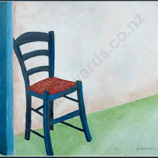 Gretchen Lamont '96 - framed watercolour - picture of a chair H-220 W-280
