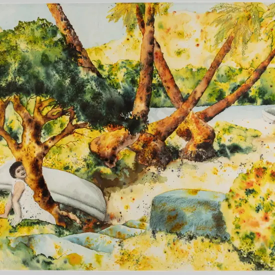 Janet Weir '97 - framed dye and conte "Women's talk" H-420 W-640