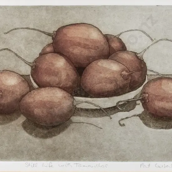 Pat Corballis, framed ltd edition print 9/20 "Still life with Tamarillos" H-170 W-250