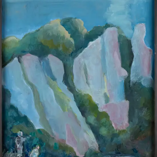 Rodney Hamel - framed oil on board "Moonrise on Ruger" H-450 W-340