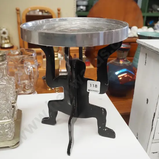 cast and turned aluminium figural jardiniere stand