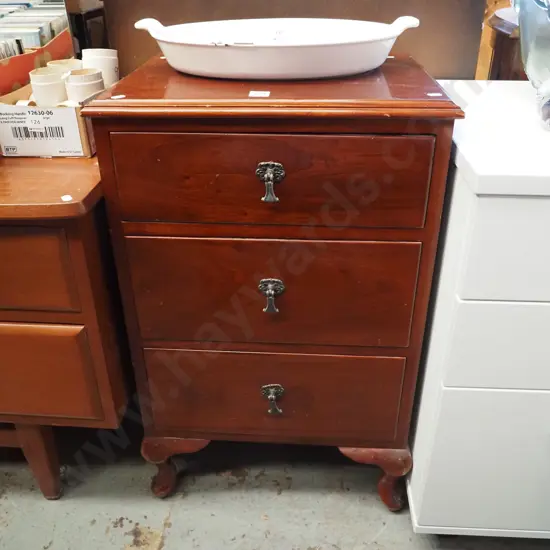 mahogany cab leg bedside cabinet