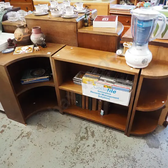 solid wood corner 3 piece modular bookcase - some fading to varnish H-650 W-1400 D-490