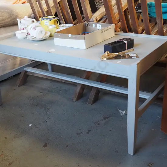 grey painted wooden coffee table
