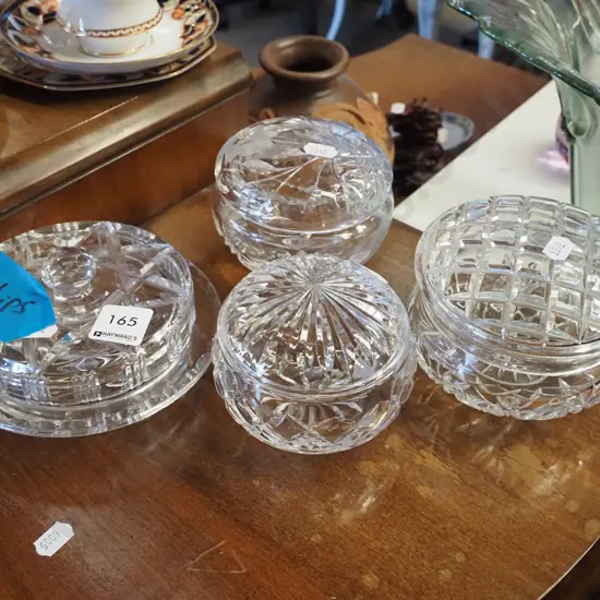 cut crystal pots - 1 has chips to inner rim