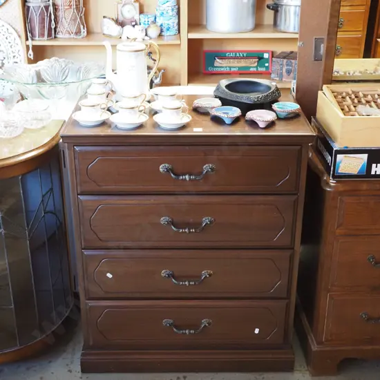 mahoghany and rimu 4 drawer chest H-860 W-730 D-410