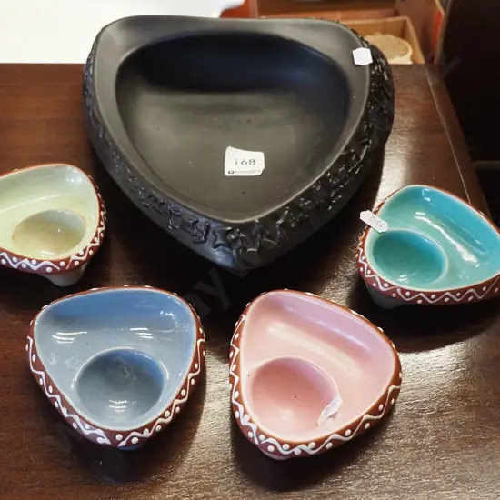 4x retro egg cups, Kalahari bowl