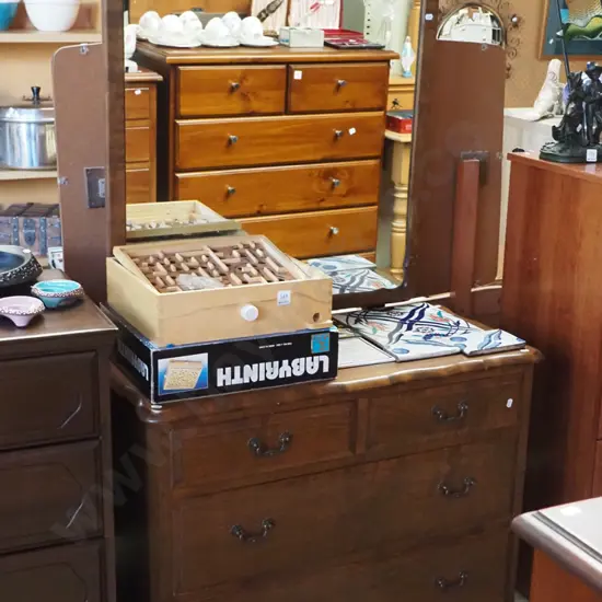 rimu 4 drawer mirror back dresser H-1620 W-850 D-410