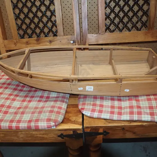 unfinished wooden model boat hull