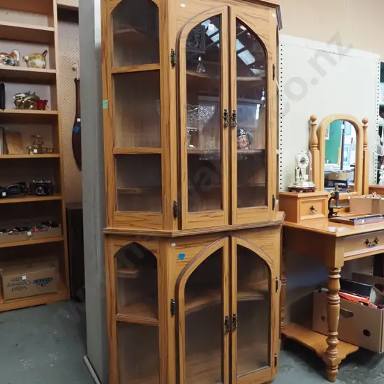 mdf faux wood veneer 4 door display cabinet H-1860 W-980 D-430