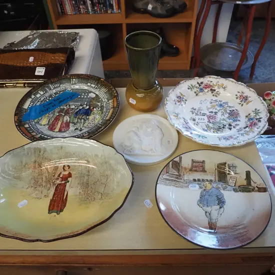 Wade vase, Doulton plates, bowls, Royal Copenhagen wall charger etc