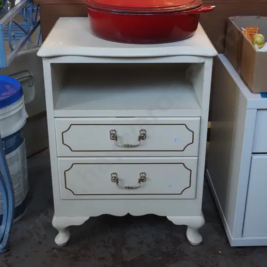 white painted 2 drawer bedside cabinet