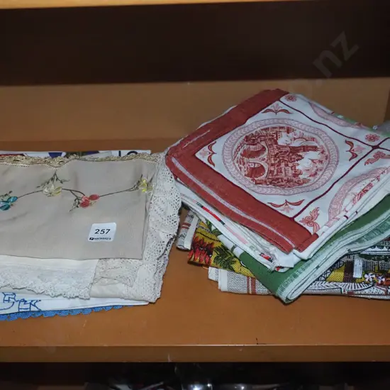 linen tea towels, hand worked linen