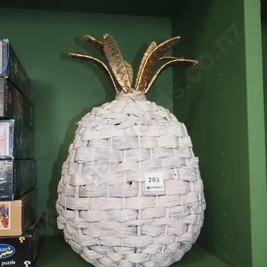 pineapple themed lidded storage basket