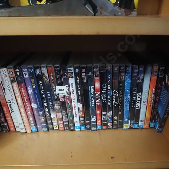 shelf of DVDs