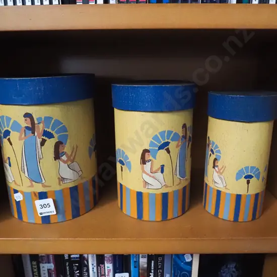3x Egyptian themed canisters