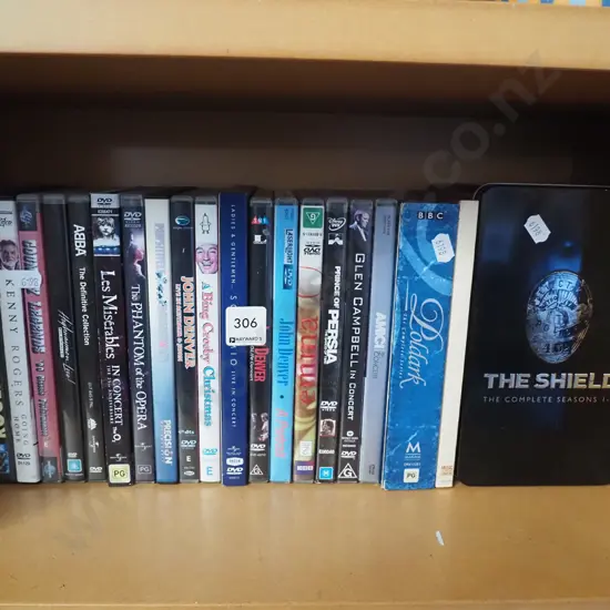 shelf of DVDs