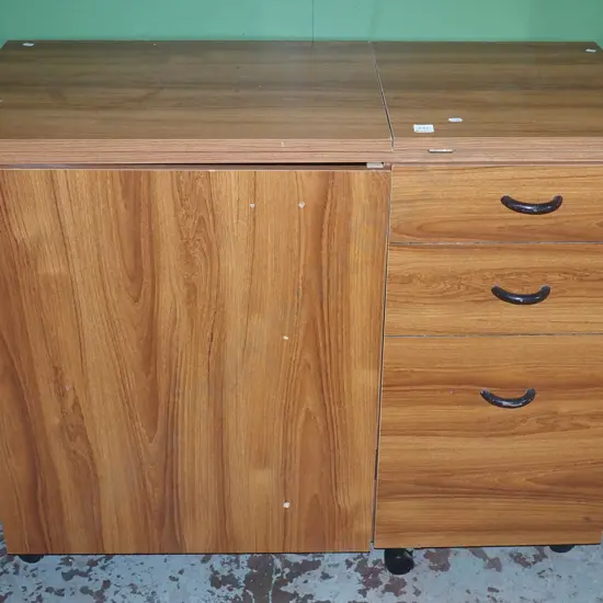 sewing cabinet - missing front handle, some damage