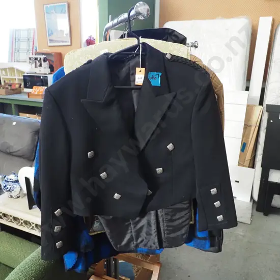 black/blue jacket with tails
