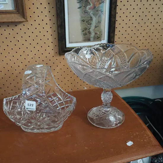 crystal basket, glass comport