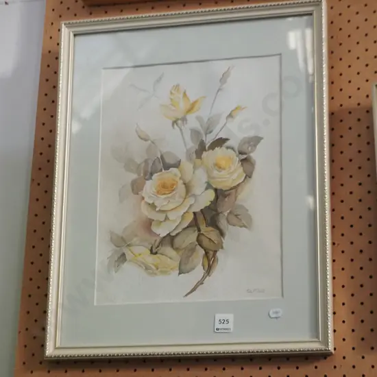 framed watercolour - yellow roses
