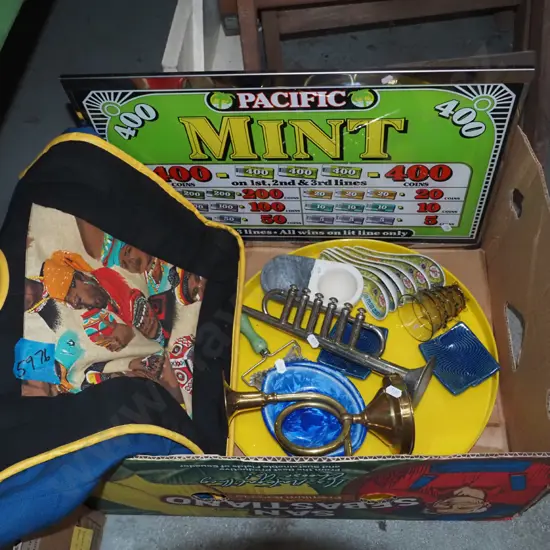 box; candlesticks, gambling machine, sign etc