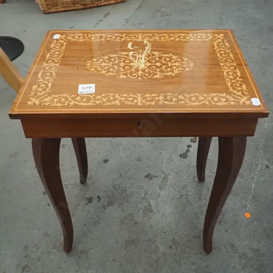 Sorrento style end table with lift up musical lid