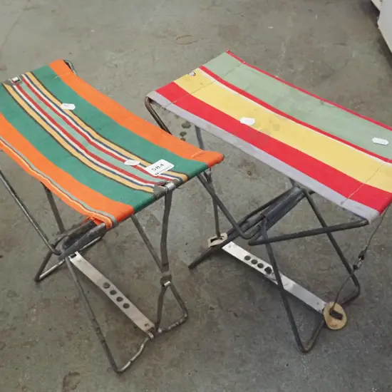 2x small foldaway striped chiars