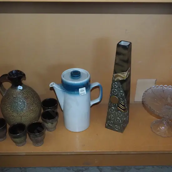 pottery jug, glass comport, vase, coffee pot Vase H-360
