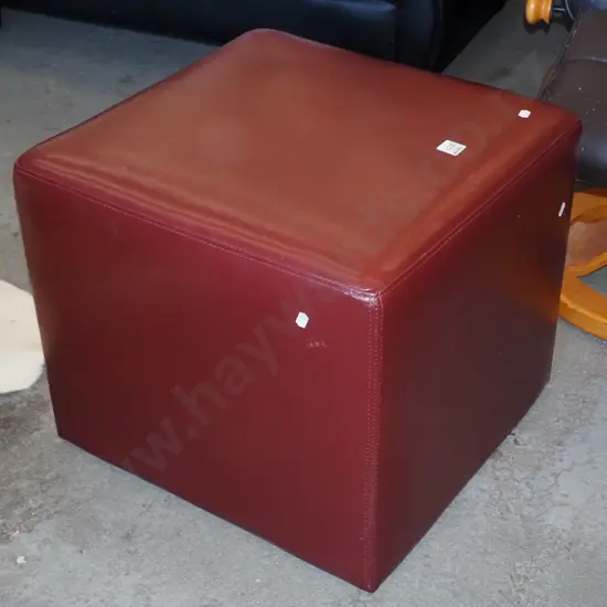 red vinyl ottoman