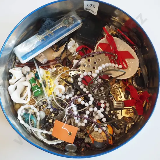 tin of costume jewellery