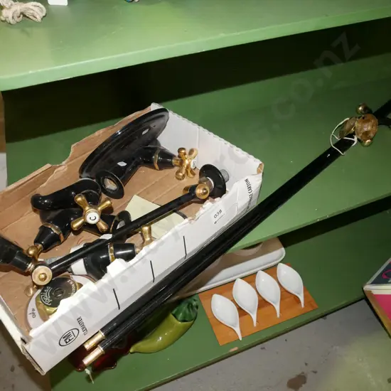 black metal bathroom hardware, shower heads, taps, towel rails etc