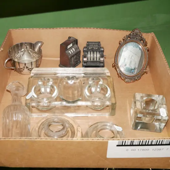 box; ink wells, novelty pencil sharpeners etc