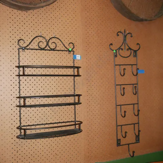 2x metal wall mounted shelves