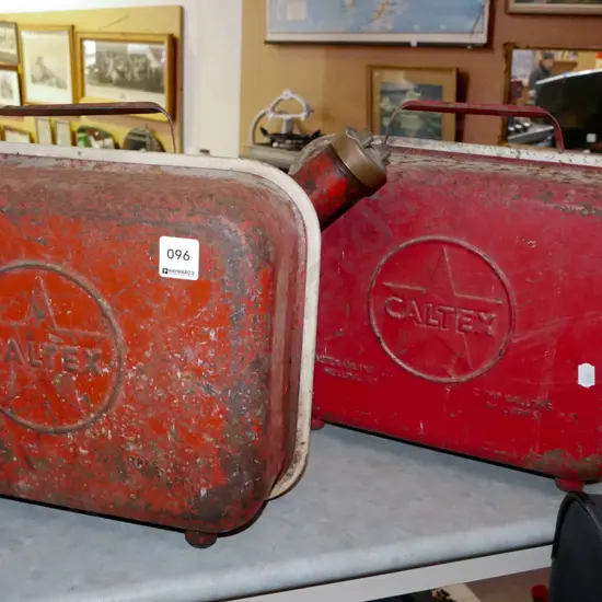 2x vintage Caltex petrol cans