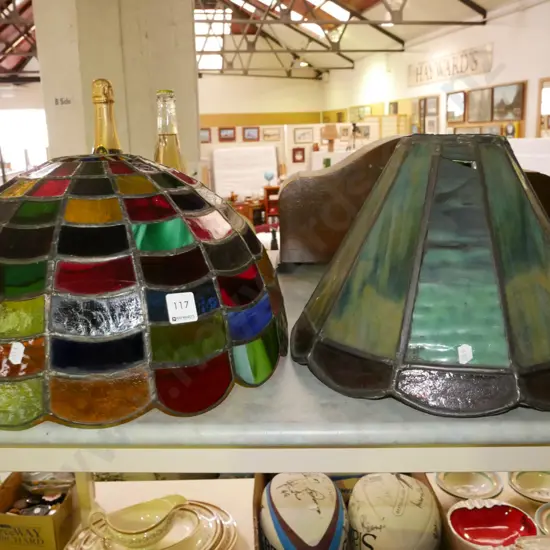 2x leadlight light shades - some cracks